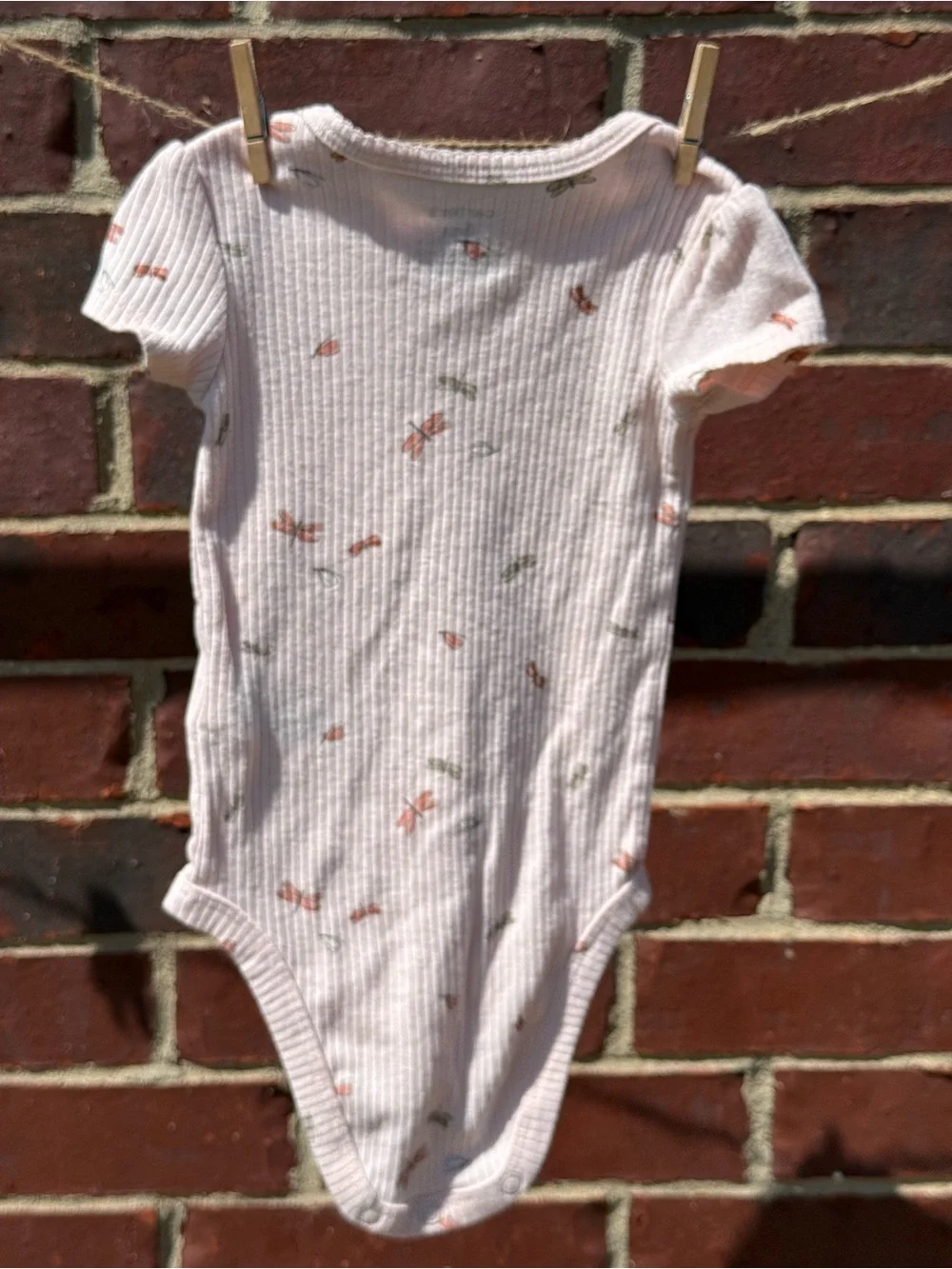 Carter's Light Pink Ribbed Dragonfly Print Baby Bodysuit